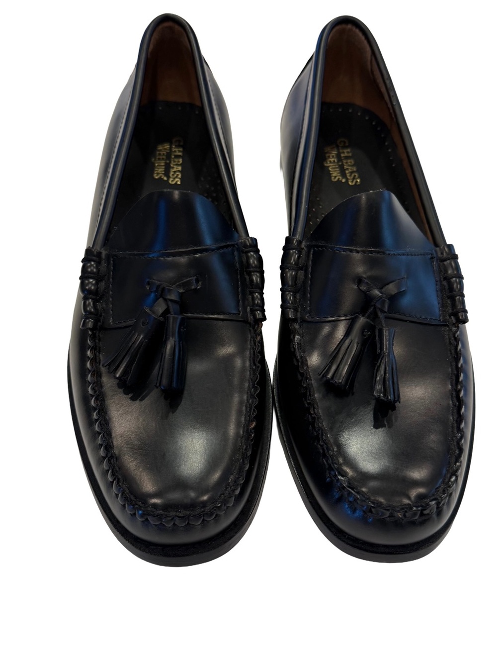 G.H. Bass Men’s Lennox Weejuns Tassel Loafers Black Leather Sz 10D Pristine!